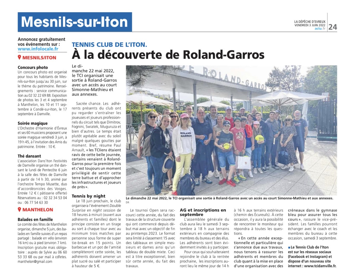 Lire la suite à propos de l’article Le TCI dans la presse – LA DEPECHE – 06/06