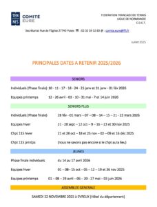 Lire la suite à propos de l’article Dates à retenir : calendrier 2026 – comité départemental