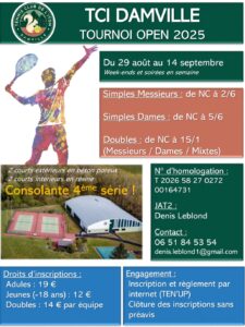 Lire la suite à propos de l’article Tournoi Open 2025 : TCI Damville 🔥🎾