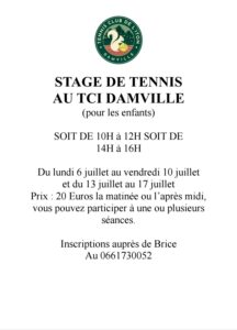 Lire la suite à propos de l’article Stage de tennis enfants en juillet au club