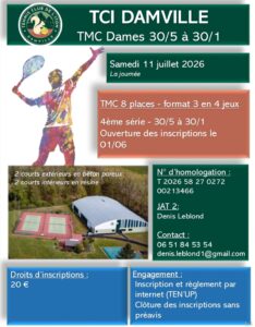 Lire la suite à propos de l’article TMC Dames 4ème série – 11/07/2026 : 30/5 -30/1